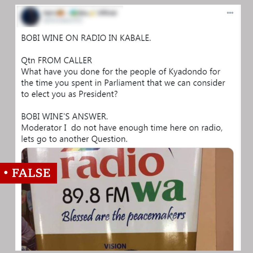 Screen grab of social post labelled "false