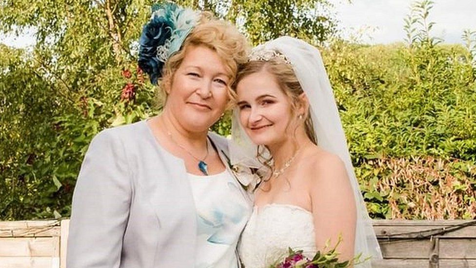 Natasha with her mum Claire on her wedding day