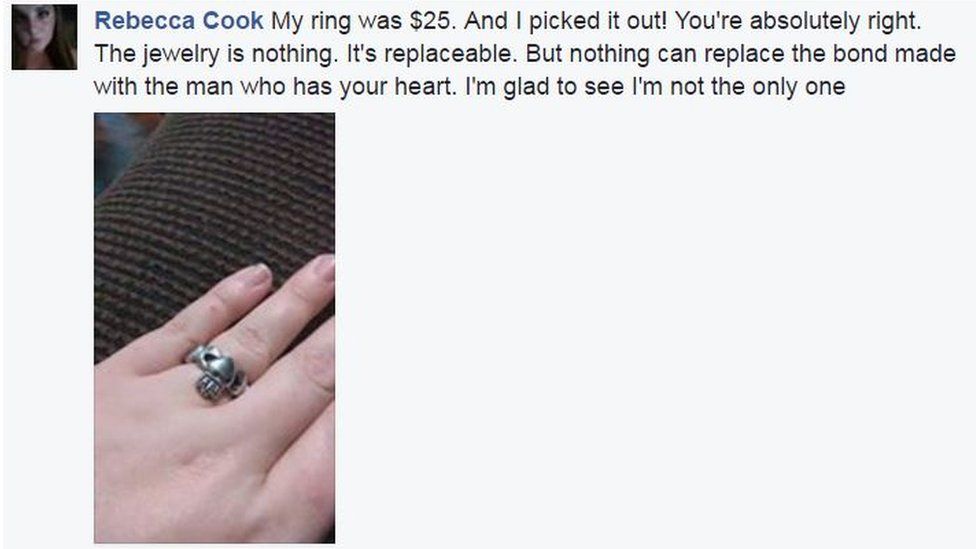 Ребекка Кук: Мое кольцо стоило 25 долларов. И я выбрал его! Ты совершенно прав. Украшения ни при чем. Это заменяемо. Но ничто не может заменить связь с мужчиной, у которого есть твое сердце. Рад видеть, что я не один такой
