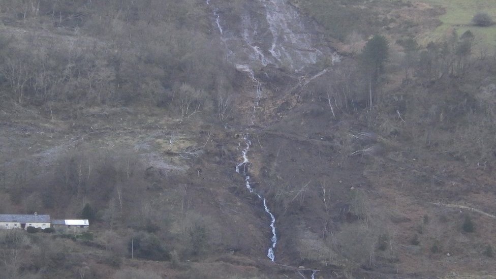 The landslide which led to nine homes being evacuated