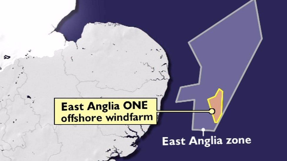 East Anglia One windfarm map