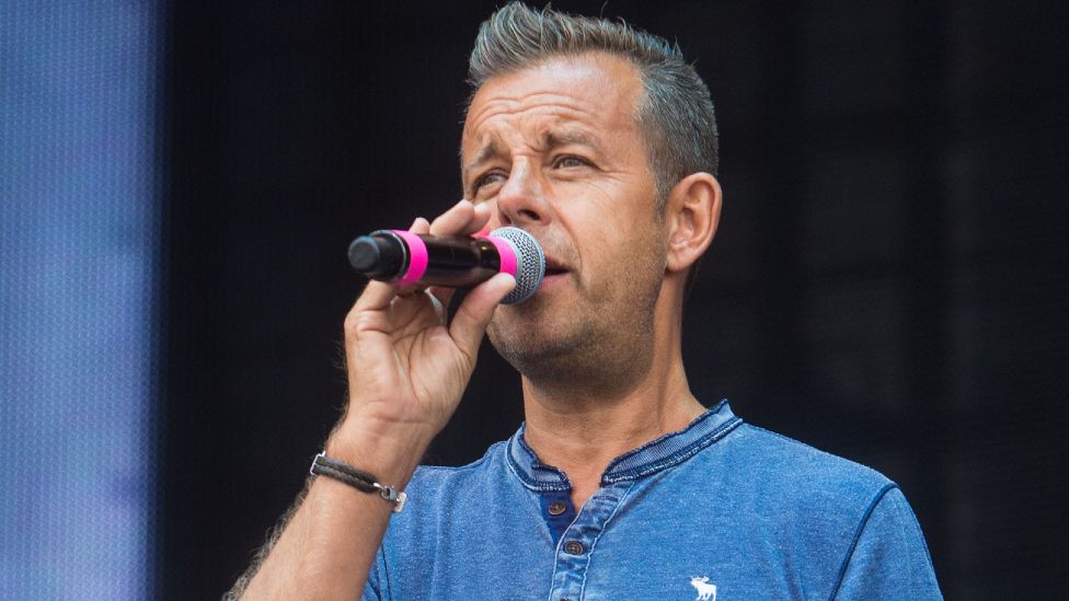 Pat Sharp introduces the acts on day two of Rewind Scotland at Scone Palace on July 23, 2016 in Perth, Scotland.