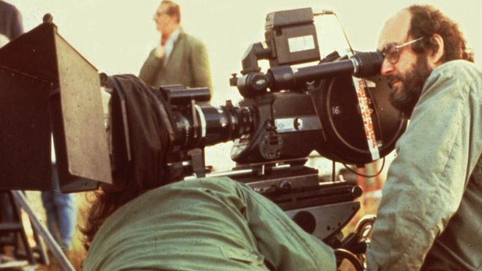 Kubrick behind the camera on the set of Full Metal Jacket
