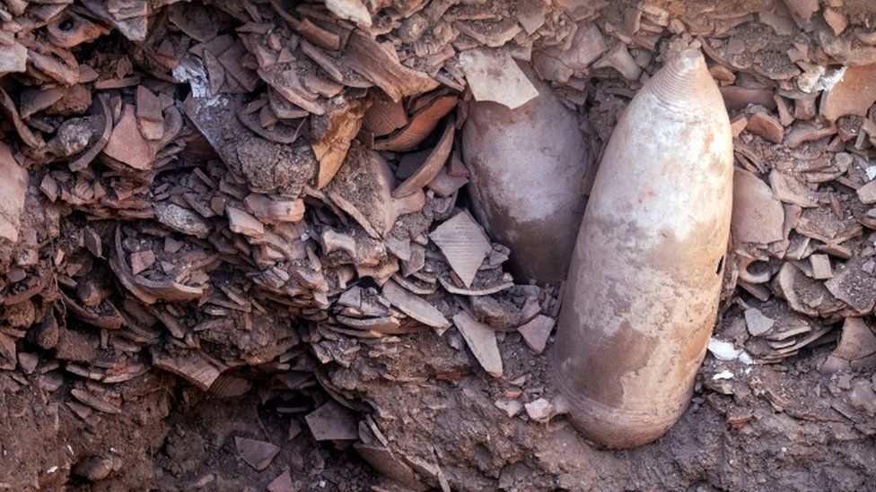 Fragments of pots found at the Yavne site