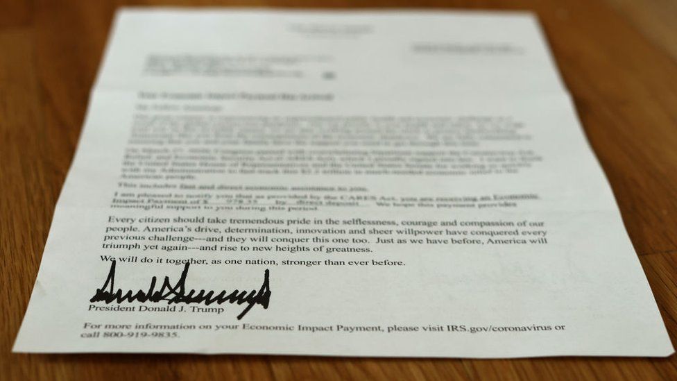 Stimulus cheque letter signed by Trump