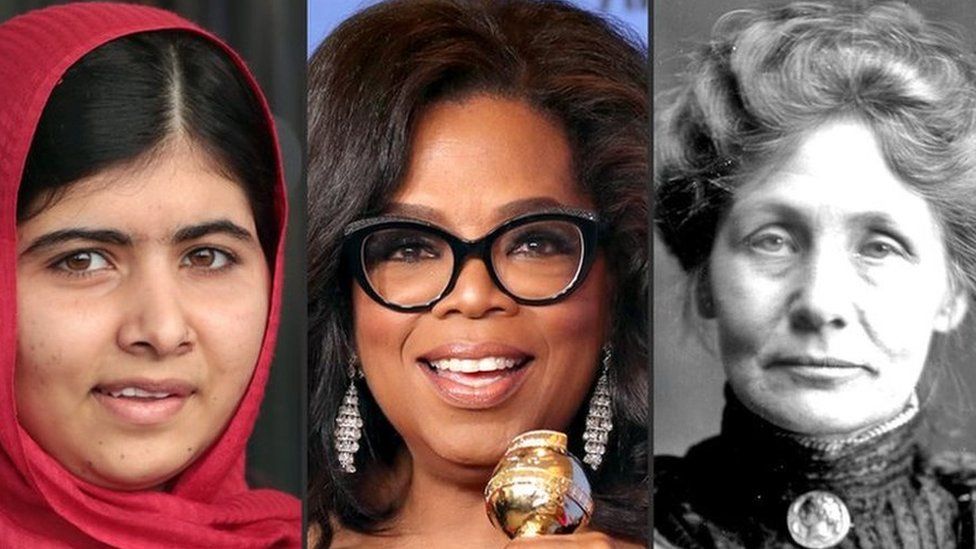 Malala Yousafzai, Oprah Winfrey, Emmeline Pankurst and Hillary Clinton