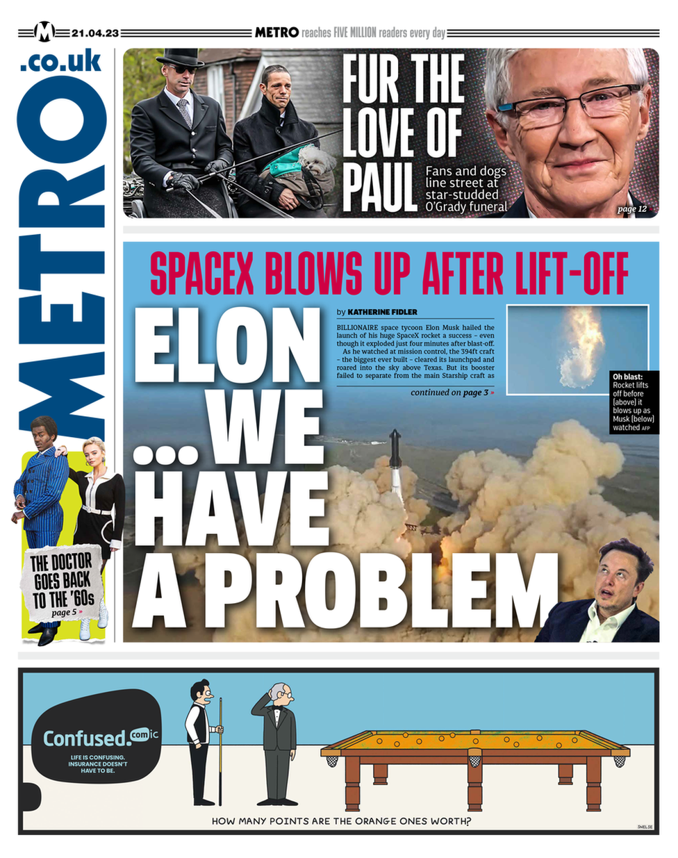 Metro front page 21 April 2023