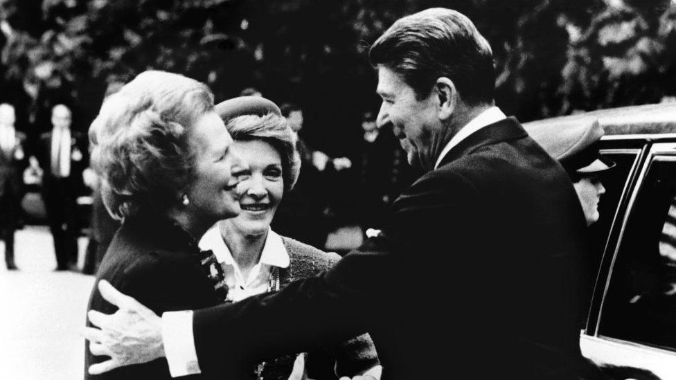 Margaret Thatcher and Ronald Reagan pictured in June 1984