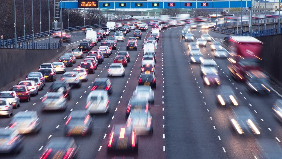 Traffic on the motorway in Birmingham