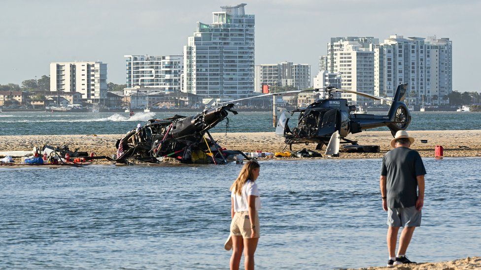 The two helicopters seen after the crash
