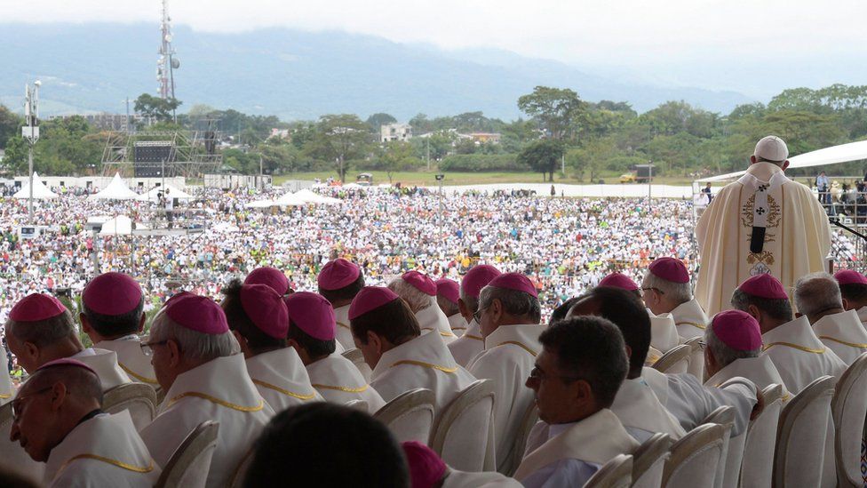 Pope Francis leads the holy mass in Villavicencio, Colombia, 8 September 2017