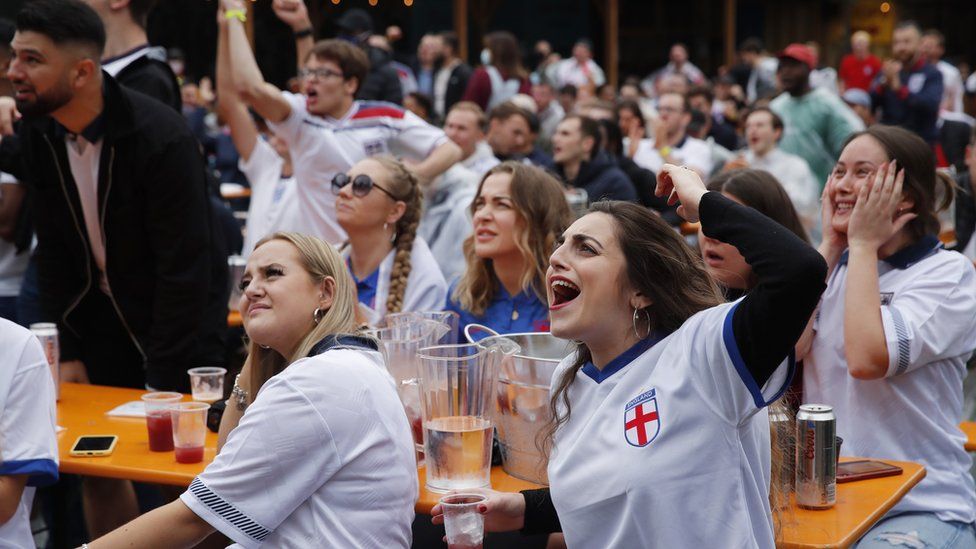 One group of England supporters were on the edge of their seats as they followed the game from Vinegar Yard in south-east London