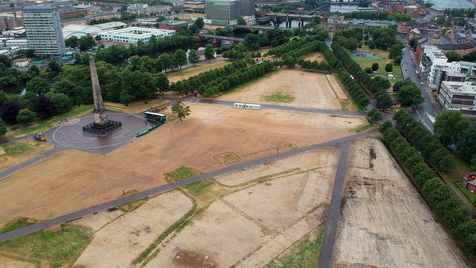 Ariel shot of Glasgow Green