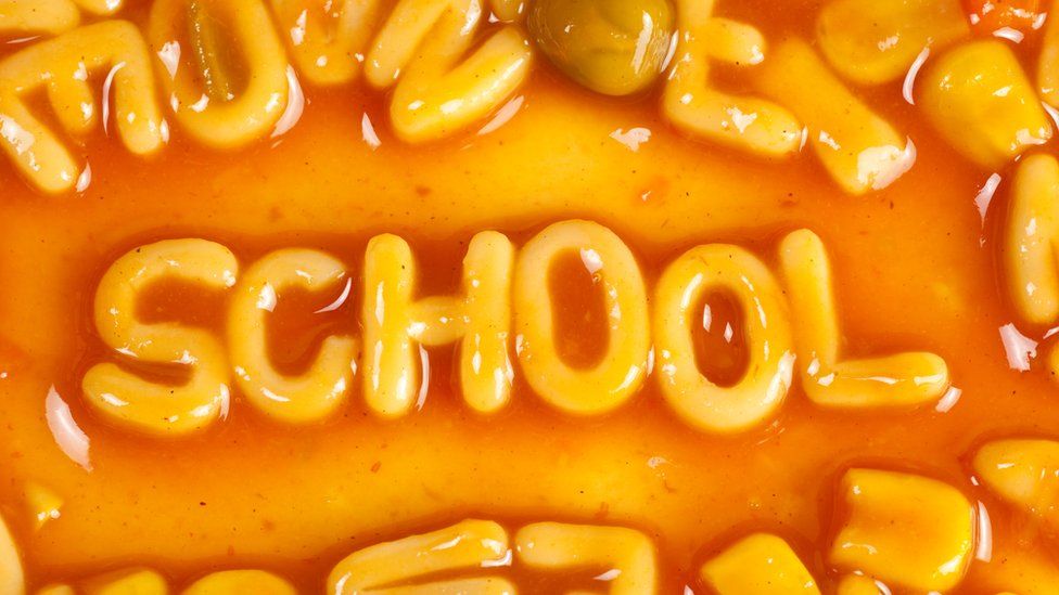 School spelt out in alphabet spaghetti
