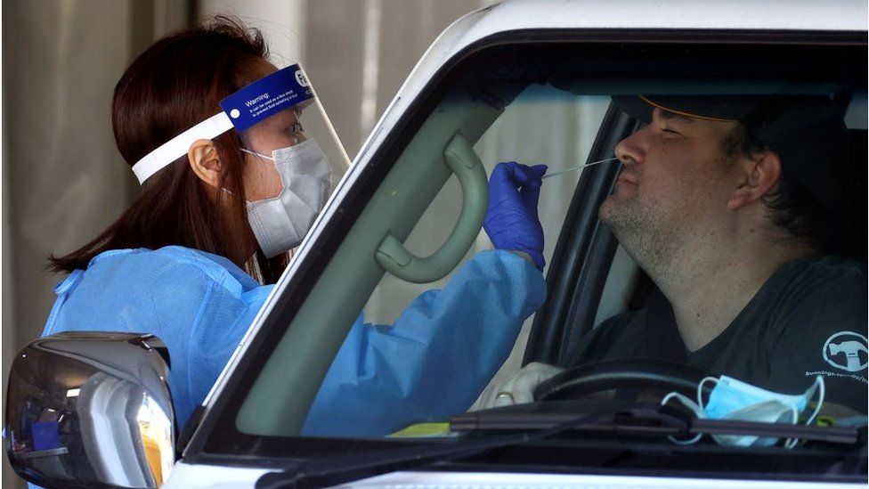 A man is tested for Covid in Brisbane, 31 July 2021