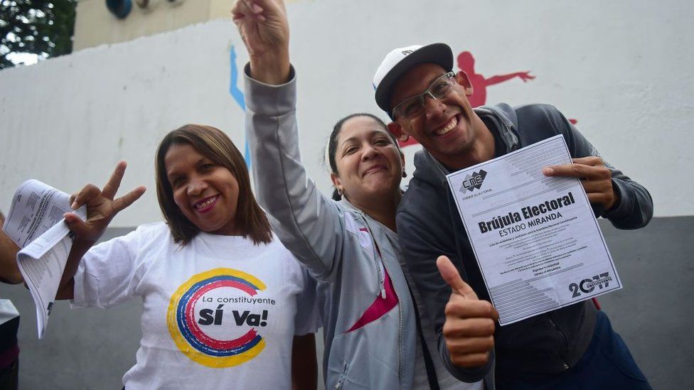 Venezolanos a favor del gobierno.
