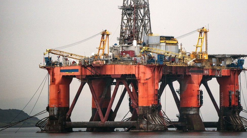 Oil rig anchored in the Cromarty Firth