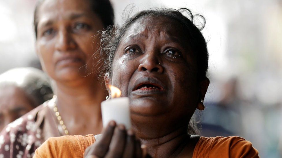 Mourners in Sri Lanka