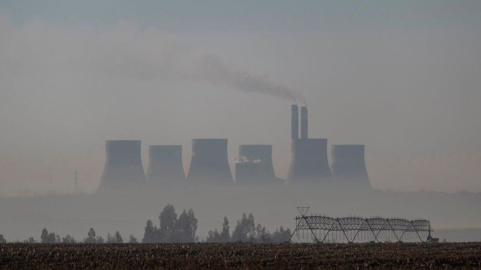 This picture taken on June 13, 2019 shows a general view of the Kendal Power Station located in eMalahleni