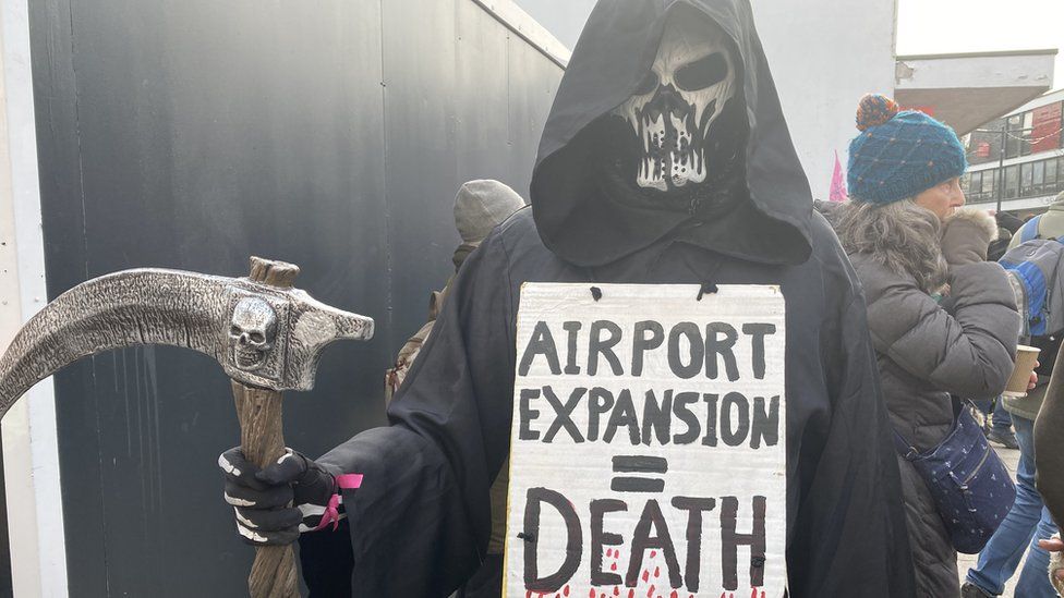 Grim Reaper protester in Farnborough