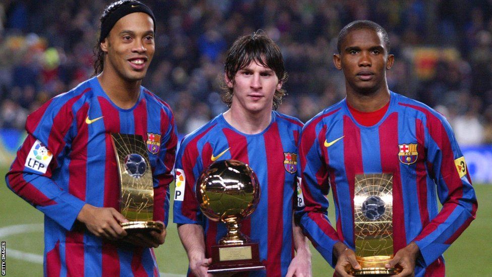 Ronaldinho, Lionel Messi and Samuel Eto'o