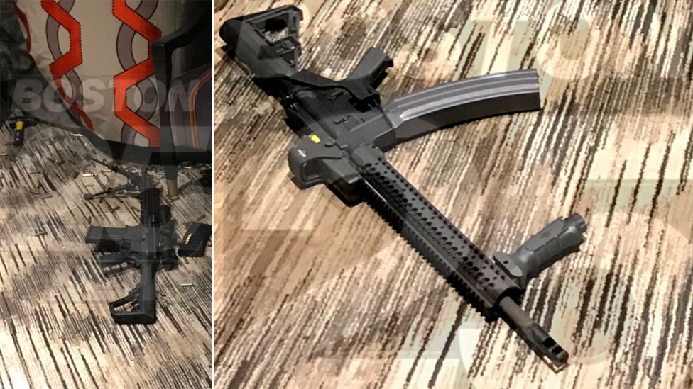 Guns used by Stephen Paddock in the mass shooting in Las Vegas on 1 October