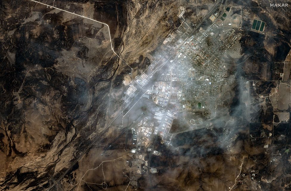 Aerial view of Canadian, Texas, one of the scorched towns in Texas' Panhandle region