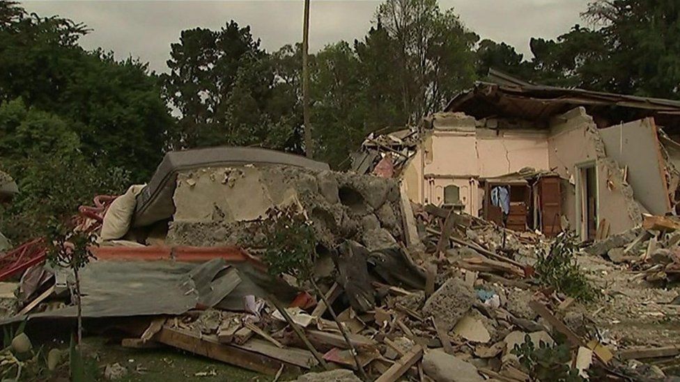 A destroyed building in New Zealand.