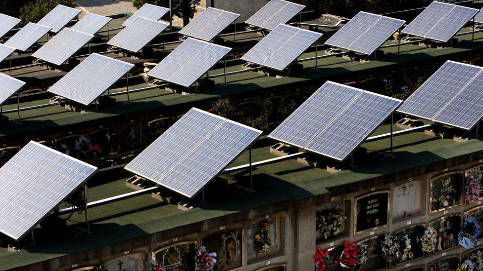 Solar panels at a Barcelona cemetery - file pic
