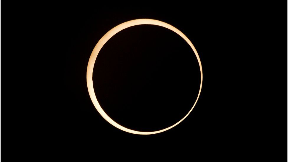 Library pictures of an annular solar eclipse in California in 2012.