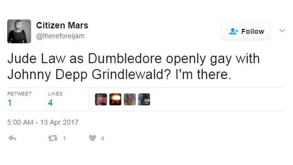 Jude Law as Dumbledore openly gay with Johnny Depp Grindlewalk? I'm there.