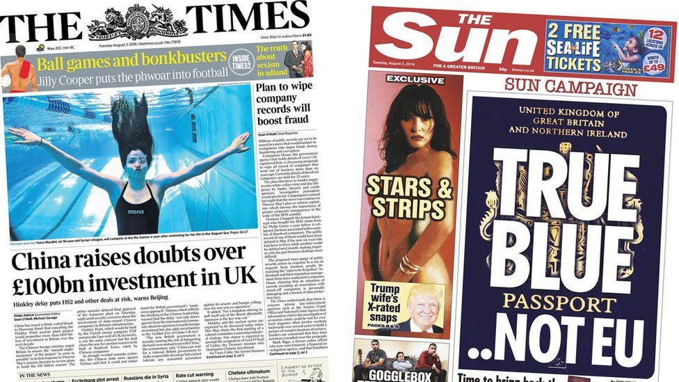 Times/Sun front pages