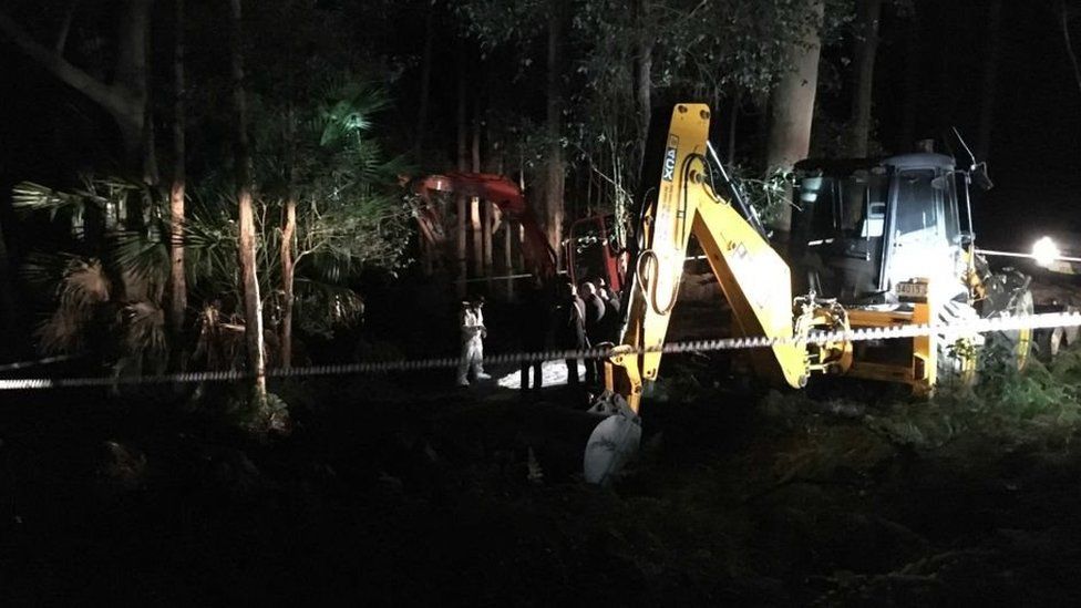 Excavators at the site where police uncovered human remains in Sydney