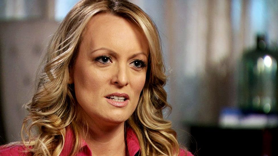 Stormy Daniels, an adult film star and director whose real name is Stephanie Clifford, is interviewed by Anderson Cooper of CBS News' 60 Minutes show in early March 2018