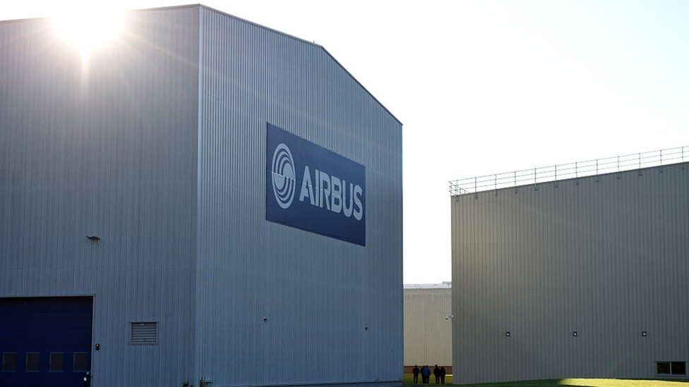 The exterior of an Airbus warehouse in Broughton
