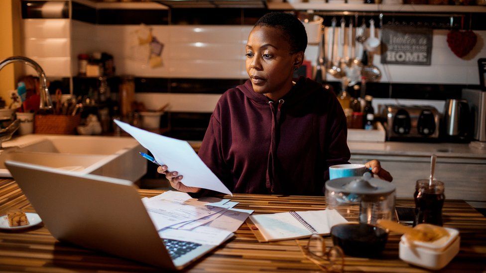 Woman working on her finances