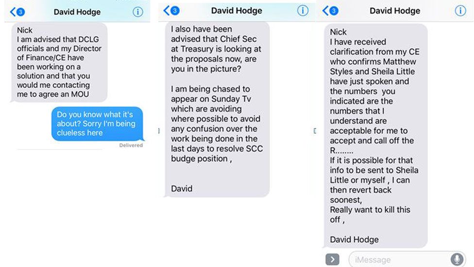 Labour released screenshots of the text exchange