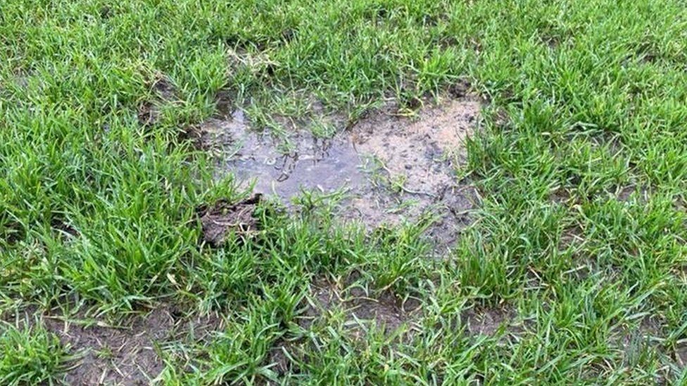 Waterlogged pitch at Footes Lane