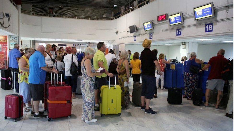 Passengers at Heraklion airport, Crete