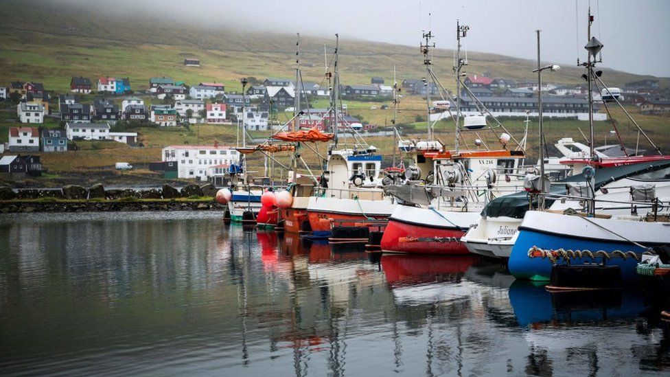 Kristjanshavn harbour in Sandavagur, Faroe Islands.