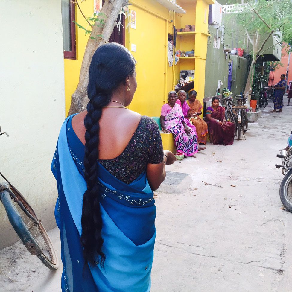 indian long hair women head shave