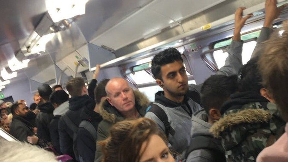 Crowded train to Blackpool North