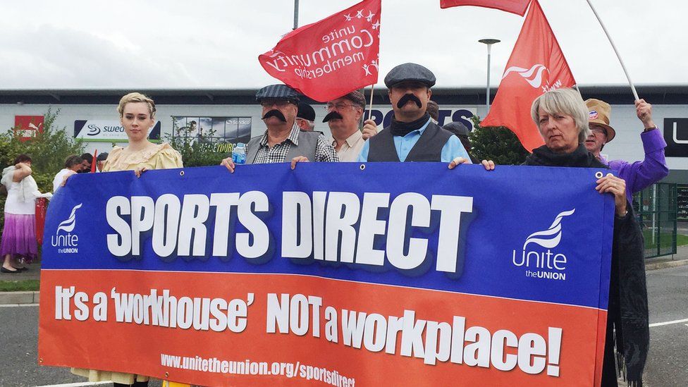 Protest outside Sports Direct AGM in Derbyshire