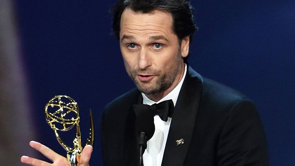 Matthew Rhys accepting his Emmy in Los Angeles