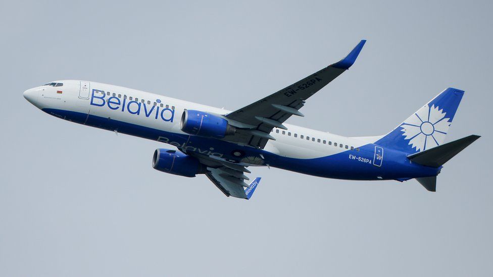 A Boeing 737-800 plane of Belarusian state carrier Belavia takes off at the Domodedovo Airport outside Moscow