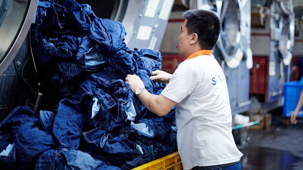 A worker at Saitex's jeans factory in Vietnam