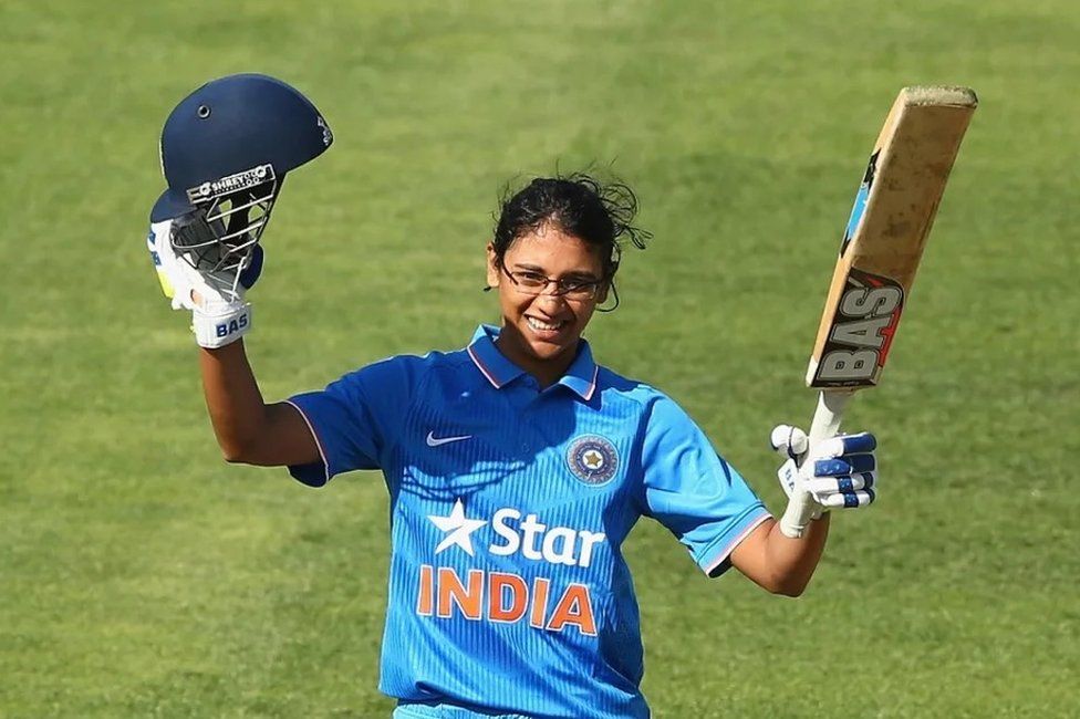 Smriti Mandhana celebrates hitting her her maiden ODI ton during India's tour of Australia in 2015-16