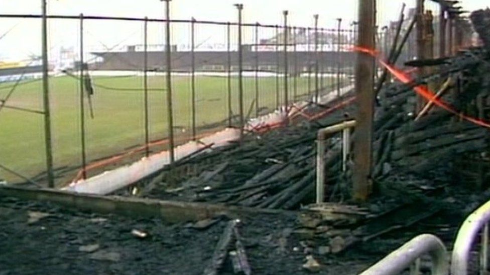 The aftermath of the fire at Valley Parade