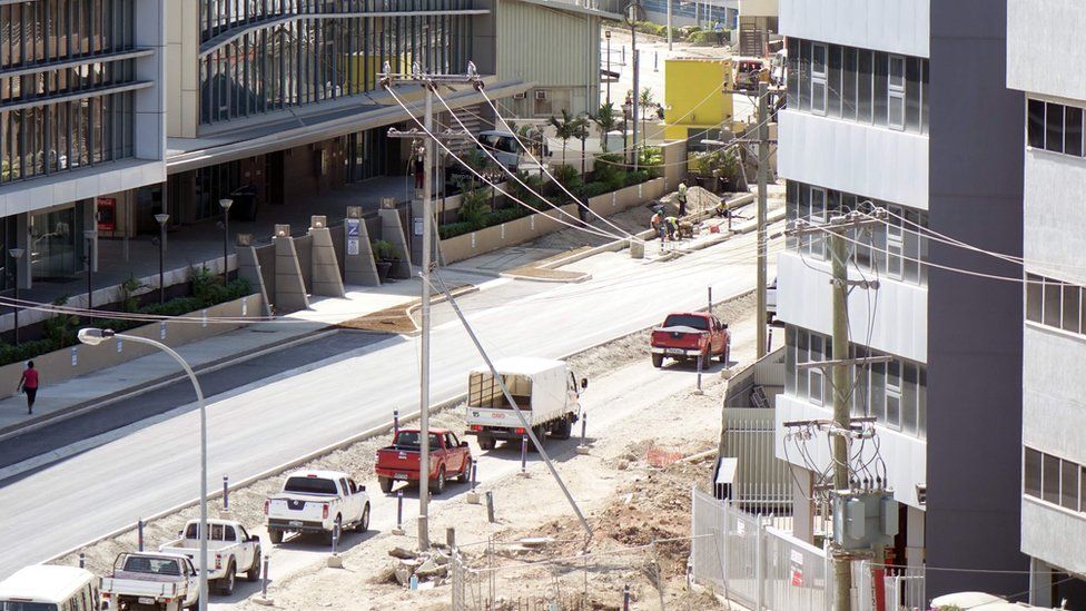 A Chinese-funded road work project in Port Moresby