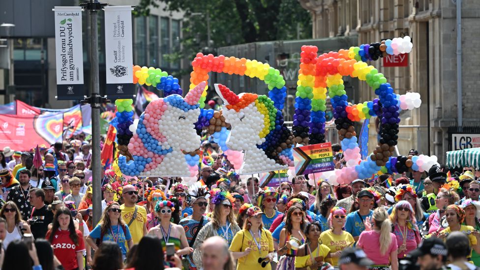 Cardiff Pride Cymru celebrates its largest parade BBC News